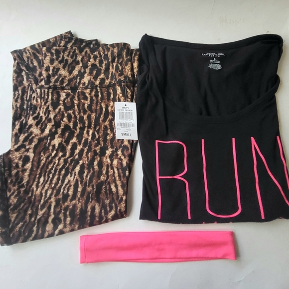 Material Girl Tops - Material Girl Women's Activewear 3 Pc Set- Tee/Leggings/Headband